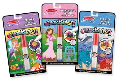 Melissa & Doug On the Go ColorBlast! Activity Books Set - Fairy, Princess, and Sea Life
