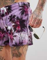 Thumbnail for your product : SikSilk Swim Shorts In Pastel Purple With Palm Print