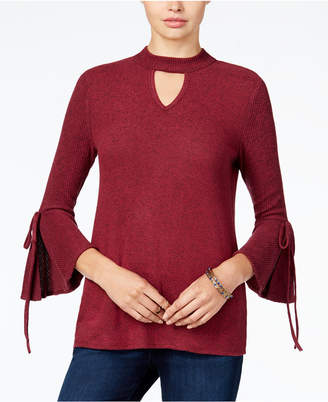 BCX Juniors' Bell-Sleeve Choker-Neck Sweater