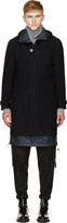Thumbnail for your product : Sacai Navy Wool Layered Poncho Coat