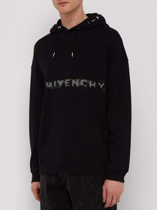 Givenchy Faded Logo Print Cotton Hooded Sweatshirt - Mens - Black