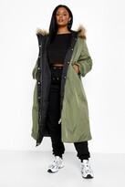 Thumbnail for your product : boohoo Plus Faux Fur Hood Longline Parka