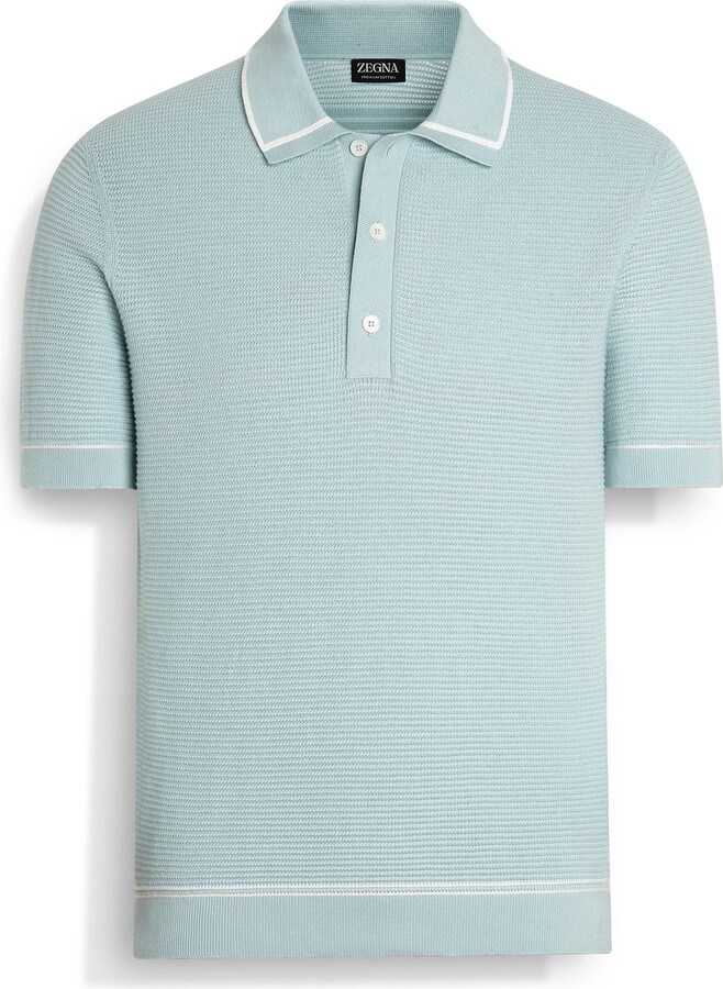 Ermenegildo Zegna Premium Cotton Waffle Stitch Polo Sweater