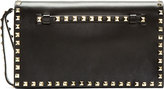 Thumbnail for your product : Valentino Black Leather Rockstud Flap Clutch