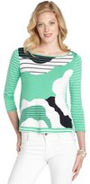 Thumbnail for your product : Nanette Lepore bright green abstract print cotton blend 'Animator' sweater