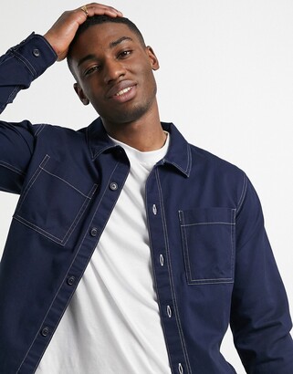 Jack and Jones Originals overshirt with contrast stitch in navy - ShopStyle  Long Sleeve Shirts