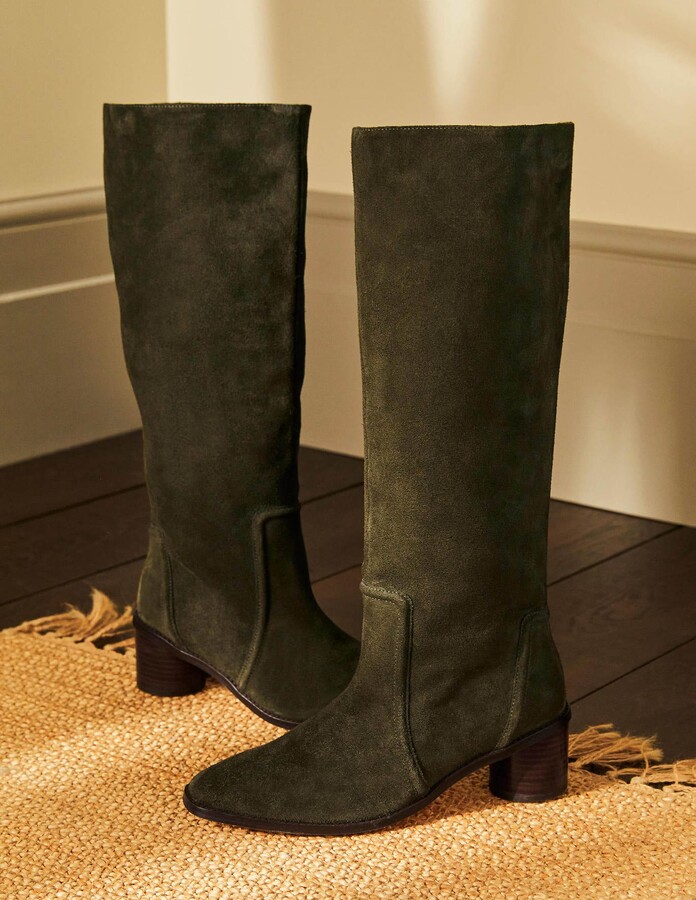 amazing NIB Details about   CANDELA dark green leather tall knee-high Boots 'Camilla'