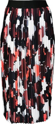 Lalipop Design Abstract Camo Print Midi Pleated Skirt