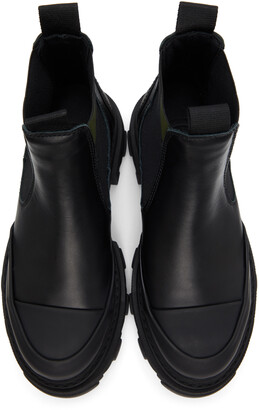 Ganni Black Leather Low Chelsea Boots