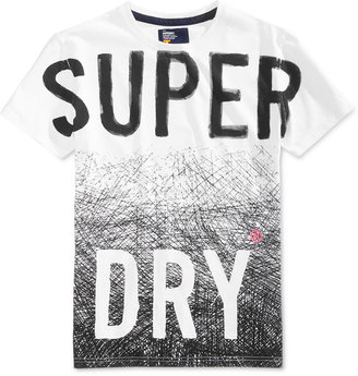Superdry Men's Scratched Out Long Line Graphic-Print Cotton T-Shirt