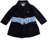 Thumbnail for your product : Armani Junior Felted Wool Dress Coat with Velvet Bow, True Blue, 3-24 Months