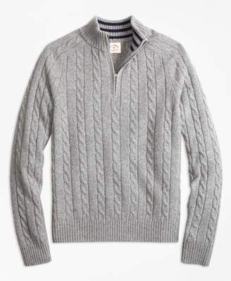 Brooks Brothers Cable-Knit Wool-Blend Half-Zip Sweater