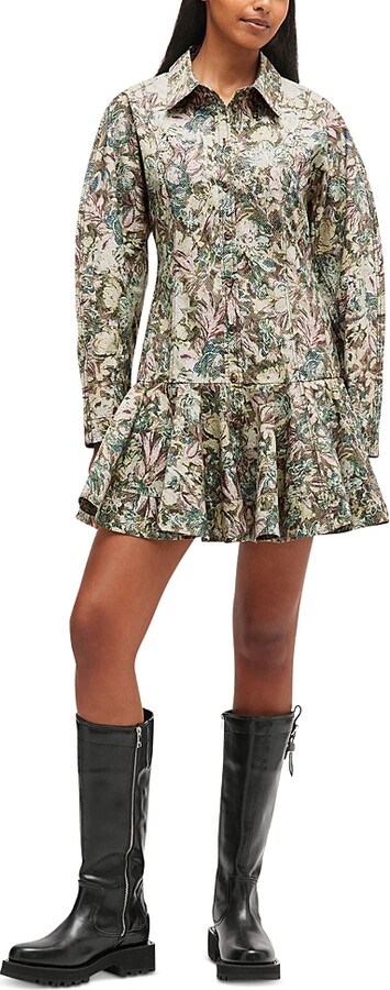 Ganni Tapestry Floral Shirt Dress