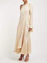 Thumbnail for your product : Chloé One-sleeved Silk-twill Maxi Dress - Womens - Beige