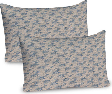 Ambesonne Botanical Pillow Sham 2 Pack Bicolour Orchid Flowers Dark Sky Blue Pale Peach
