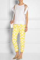 Thumbnail for your product : MSGM Floral-embroidered cotton-blend piqué pants