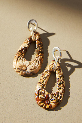 Chan Luu Carved Hoop Drop Earrings By in Assorted