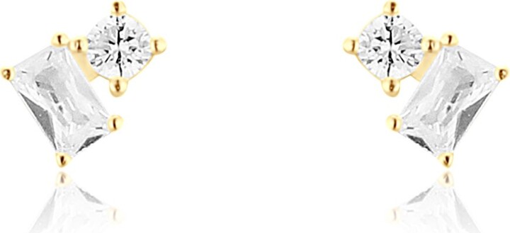 SHYMI Mini Two Stone Studs - Gold Pear & Round
