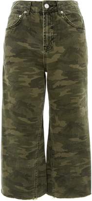 Topshop Womens Petite Khaki Camouflage Cropped Jeans - Khaki