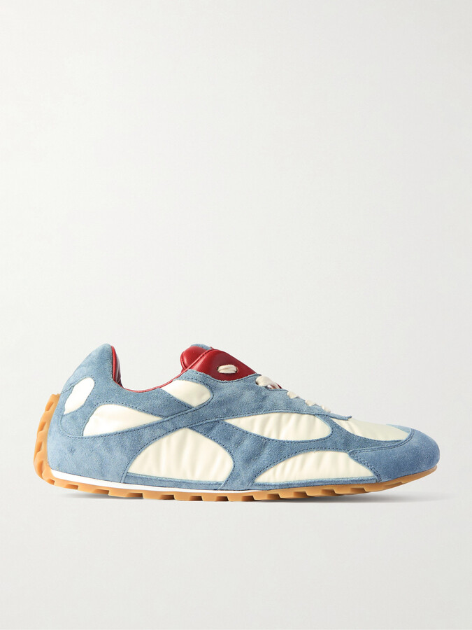 Bottega Veneta Orbit Flash Leather-trimmed Suede And Shell Sneakers - White