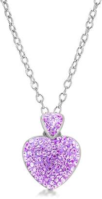 Violet Czech Crystal & Gold Heart Pendant Necklace