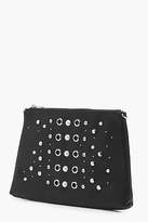 Thumbnail for your product : boohoo Womens Maisy Pearl And Eyelet Zip Top Clutch