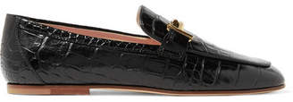 Tod's Croc-effect Leather Loafers - Black