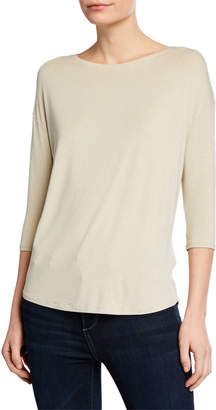 Majestic Filatures Soft-Touch Metallic Long-Sleeve Boat-Neck Top