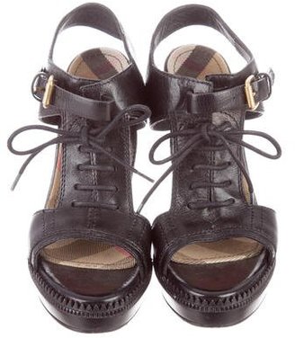 Burberry Leather Lace-Up Sandals