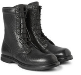 Thumbnail for your product : Rick Owens Textured-Leather Combat Boots