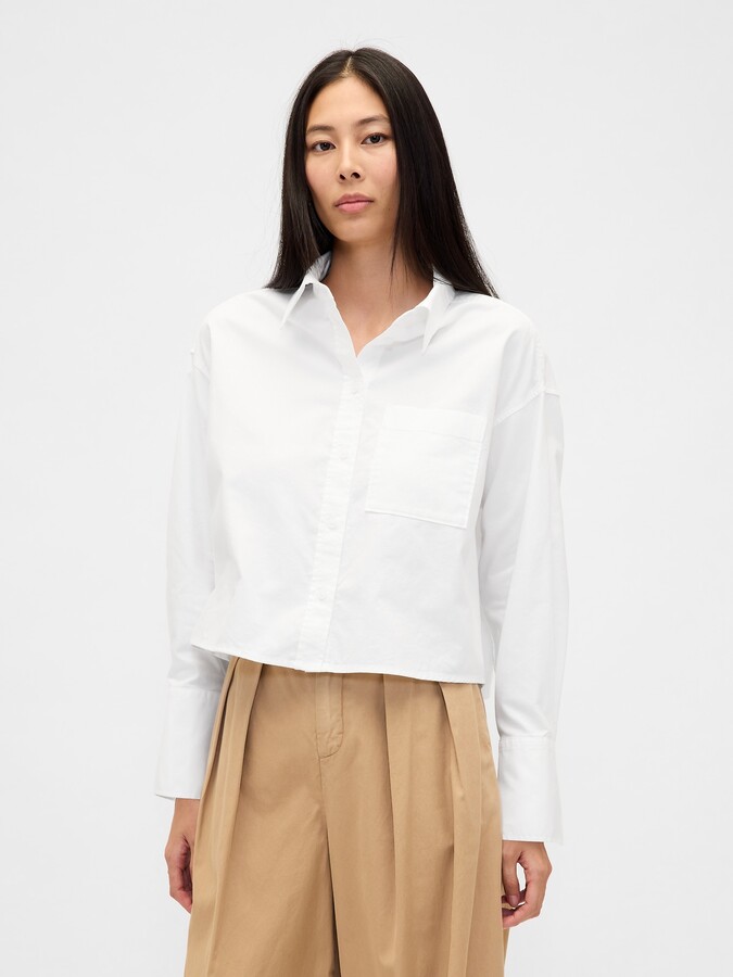 Organic Cotton Straight-Hem Crop Shirt