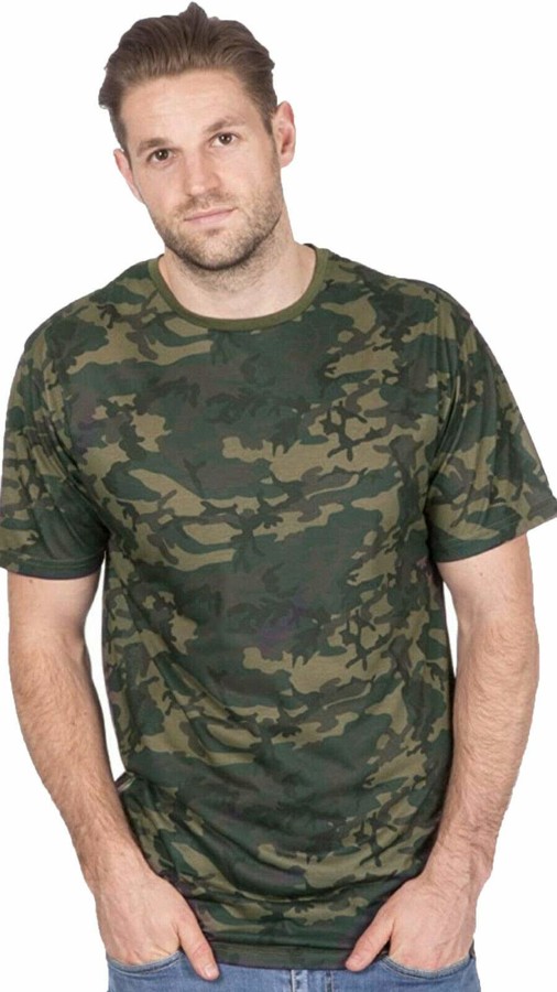 True Face Mens Camo T Shirt Camouflage Army Military Hunting Casual