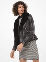Thumbnail for your product : Michael Kors Faux Fur-Trim Leather Moto Jacket