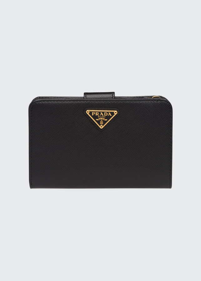medium saffiano leather wallet prada