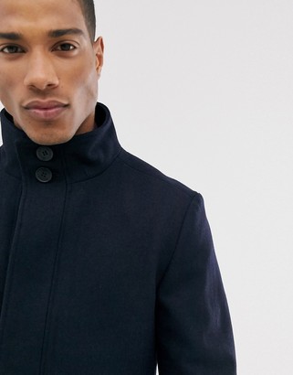 French Connection wool blend funnel neck coat
