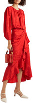 Thumbnail for your product : Johanna Ortiz Cuentos Y Relatos Ruffle-trimmed Silk-satin Jacquard Midi Dress