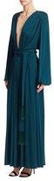 Thumbnail for your product : Oscar de la Renta Deep V-Neck Long-Sleeve Gown