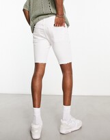 Thumbnail for your product : ASOS DESIGN skinny regular length denim shorts in white with rips