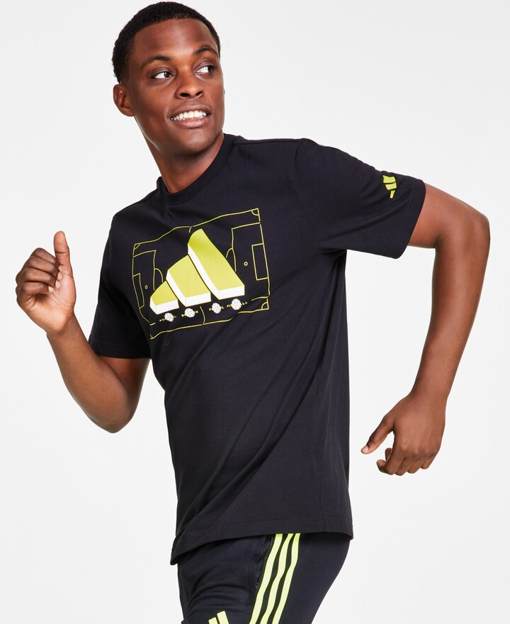 adidas Men's Graphic-Print Logo T-Shirt - Black / Lucid Lemon - ShopStyle