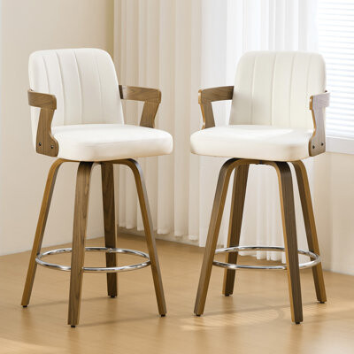 Corrigan Studio Upholstered Swivel Counter & Bar Stool with Armrest