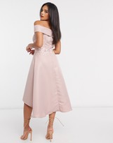 Thumbnail for your product : Chi Chi London bardot high low midi dress in mink