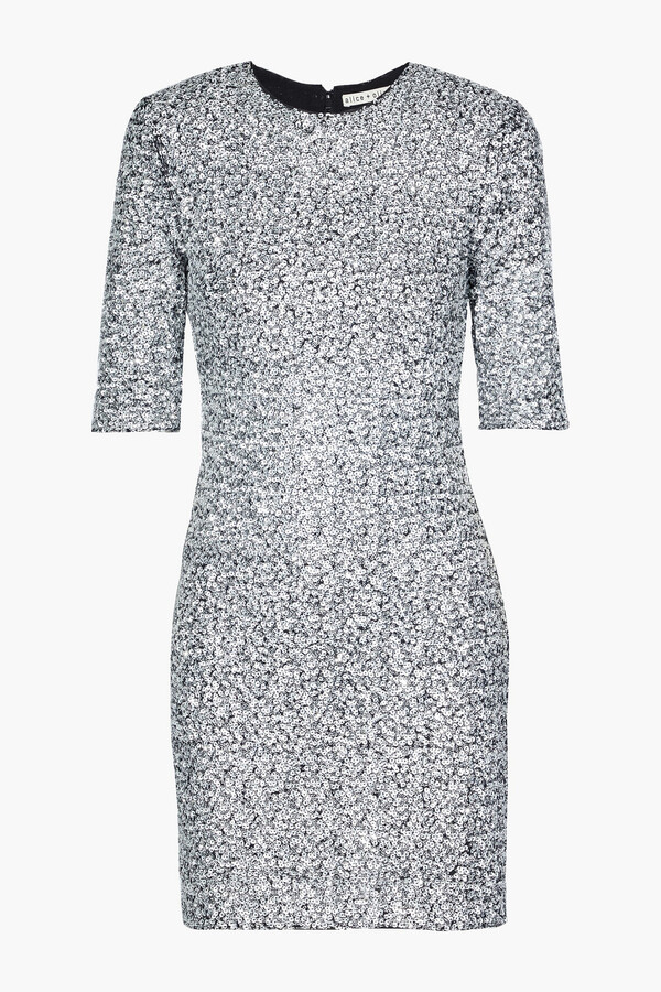 alice and olivia silver dress