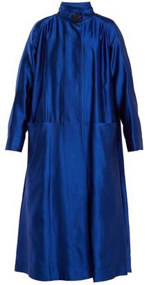 Roksanda Karel High Neck Wool Blend Coat - Womens - Blue