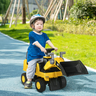 Aosom CAT Licensed Ride on Excavator for Kids with Manual Shovel, Yellow