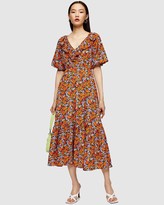 Thumbnail for your product : Topshop Floral V Frill Midi Dress