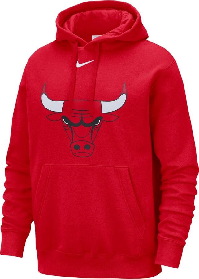 Nike Men's Chicago Bulls Red Logo Club Pullover Hoodie, Small