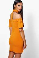 Thumbnail for your product : boohoo Louise Off Shoulder Choker Midi Dress