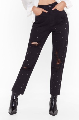 Nasty Gal Womens From Where I'm Stud High-Waisted Mom Jeans - Black - 6