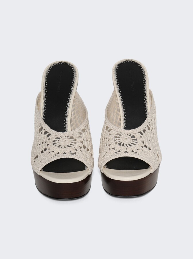 Magda Butrym Wedge Crochet Sandals Cream