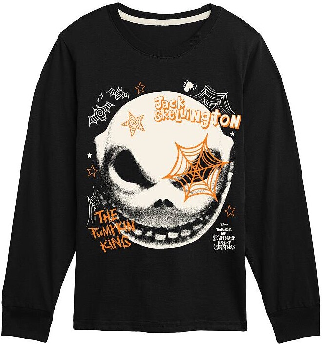 Disney's The Nightmare Before Christmas Jack Skellington Boys 8-20 Face Doodles Long Sleeve Graphic Tee